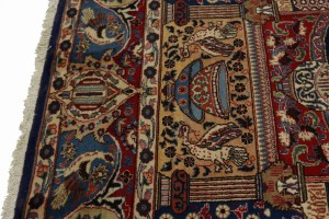 Semi Antique Navy Blue Pictorial 9'8X12'5 Kashmar Persian Rug