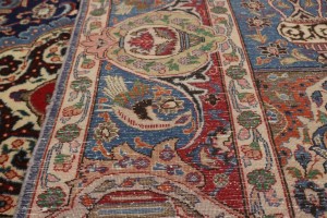 Semi Antique Navy Blue Pictorial 9'8X12'5 Kashmar Persian Rug