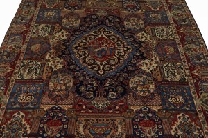 Semi Antique Navy Blue Pictorial 9'8X12'5 Kashmar Persian Rug