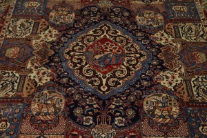 Semi Antique Navy Blue Pictorial 9'8X12'5 Kashmar Persian Rug