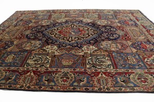 Semi Antique Navy Blue Pictorial 9'8X12'5 Kashmar Persian Rug