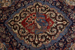 Semi Antique Navy Blue Pictorial 9'8X12'5 Kashmar Persian Rug