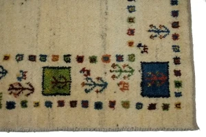 Vintage Cream Tribal 4X6 Gabbeh Persian Rug