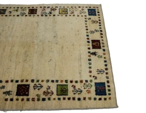 Vintage Cream Tribal 4X6 Gabbeh Persian Rug
