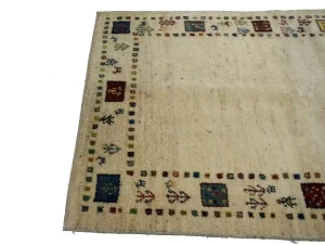 Vintage Cream Tribal 4X6 Gabbeh Persian Rug