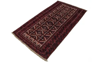 Vintage Red Tribal 4X7 Balouch Persian Rug