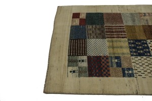 Cream Tribal 3'6X5'4 Gabbeh Persian Rug