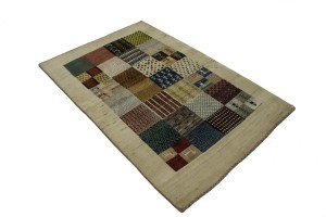 Cream Tribal 3'6X5'4 Gabbeh Persian Rug