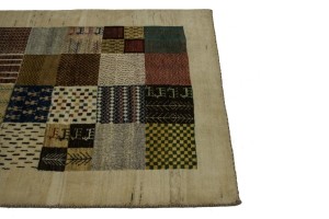 Cream Tribal 3'6X5'4 Gabbeh Persian Rug