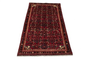Vintage Red Allover Tribal 4X7 Hossainabad Persian Rug