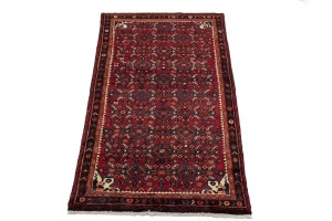 Vintage Red Allover Tribal 4X7 Hossainabad Persian Rug