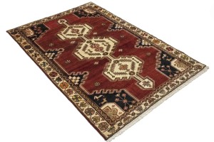 Vintage Red Tribal 4'6X6'8 Mazlaghan Persian Rug
