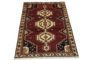 Vintage Red Tribal 4'6X6'8 Mazlaghan Persian Rug