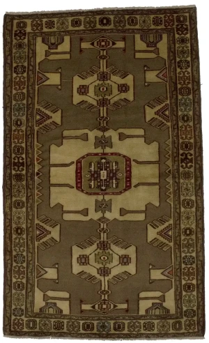 Khaki Vintage Tribal 4X7 Hamedan Persian Oriental Rug