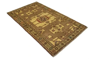 Khaki Vintage Tribal 4X7 Hamedan Persian Oriental Rug