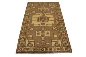 Khaki Vintage Tribal 4X7 Hamedan Persian Oriental Rug