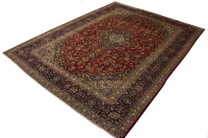 Vintage Red Traditional 10X13 Kashan Persian Rug