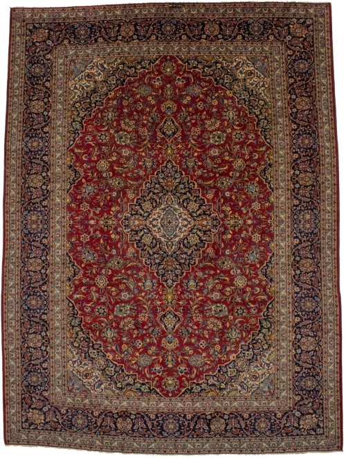 Vintage Red Traditional 10X13 Kashan Persian Rug