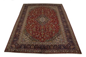 Vintage Red Traditional 10X13 Kashan Persian Rug