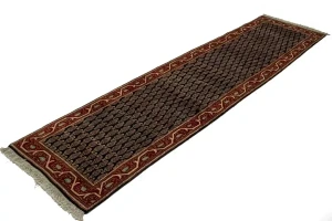 Vintage Dark Navy Floral 3X11 Tabriz Persian Runner Rug