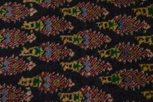 Vintage Dark Navy Floral 3X11 Tabriz Persian Runner Rug