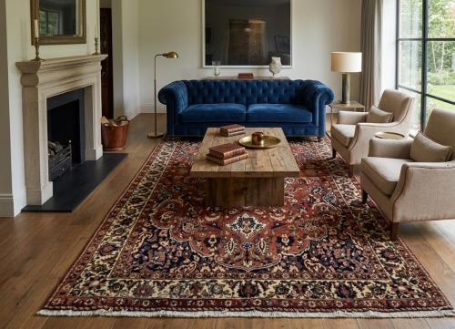 Vintage Brownish Red Floral 7'x11' Bakhtiari Persian Rug