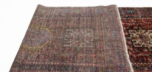 Vintage Red Geometric 5X13 Karajeh Persian Runner  Rug