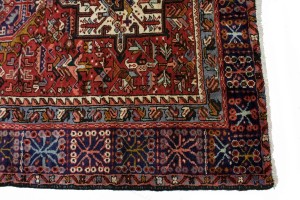 Vintage Red Geometric 5X13 Karajeh Persian Runner  Rug