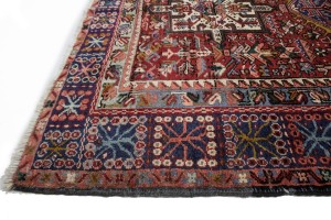 Vintage Red Geometric 5X13 Karajeh Persian Runner  Rug