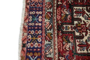 Vintage Red Geometric 5X13 Karajeh Persian Runner  Rug