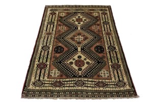 Vintage Rusty Brown Tribal 4'0X6'5 Shiraz Yalameh Persian Rug