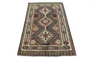 Vintage Rusty Brown Tribal 4'0X6'5 Shiraz Yalameh Persian Rug