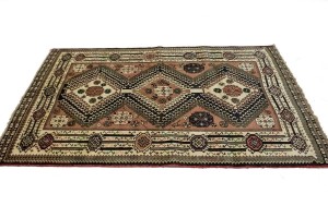 Vintage Rusty Brown Tribal 4'0X6'5 Shiraz Yalameh Persian Rug
