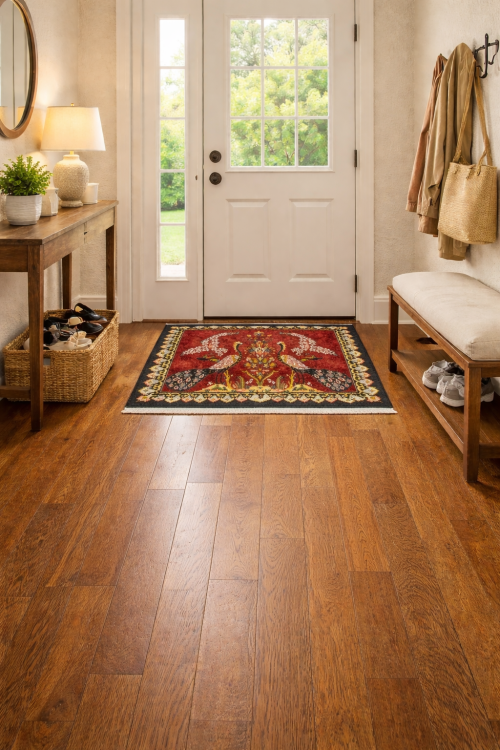 Vintage Red Pictorial 3X4 Kashan Persian Rug