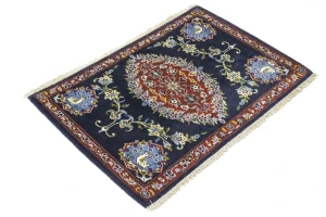 Vintage Navy Blue Classic 2'5X3'0 Kashan Persian Rug