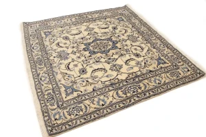 Cream Vintage Classic 6X6 Nain Tabas Persian Rug