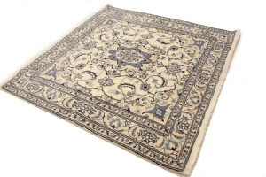 Cream Vintage Classic 6X6 Nain Tabas Persian Rug