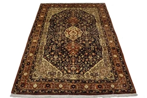 Vintage Dark navy Floral 6X9 Bidjar Persian Rug