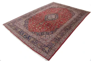 Vintage Red Traditional 8X12 Kashan Persian Rug