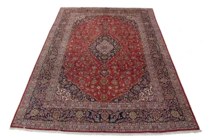 Vintage Red Traditional 8X12 Kashan Persian Rug