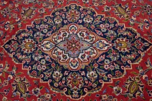 Vintage Red Traditional 8X12 Kashan Persian Rug