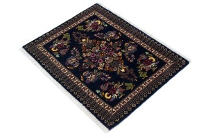 Navy Blue Classic Floral 2'6X3' Kashan Persian Rug