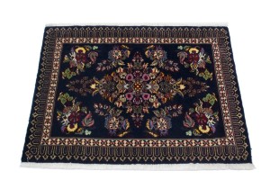 Navy Blue Classic Floral 2'6X3' Kashan Persian Rug