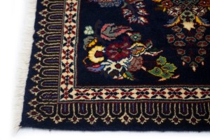 Navy Blue Classic Floral 2'6X3' Kashan Persian Rug