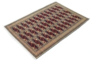 Cream Tribal 3X4 Geometric Turkoman Persian Oriental Rug