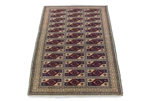 Cream Tribal 3X4 Geometric Turkoman Persian Oriental Rug