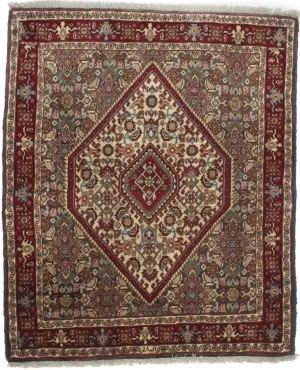 Cream Geometric 2'6X3'0 Tribal Bidjar Persian Oriental Rug