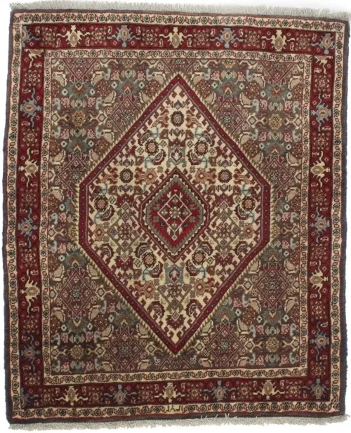 Cream Geometric 2'6X3'0 Tribal Bidjar Persian Oriental Rug