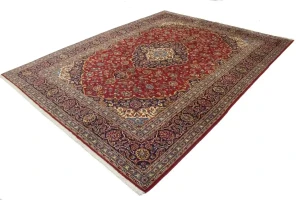 Vintage Red Traditional 10X13 Kashan  Persian Rug