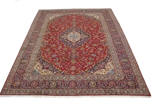 Vintage Red Traditional 10X13 Kashan  Persian Rug